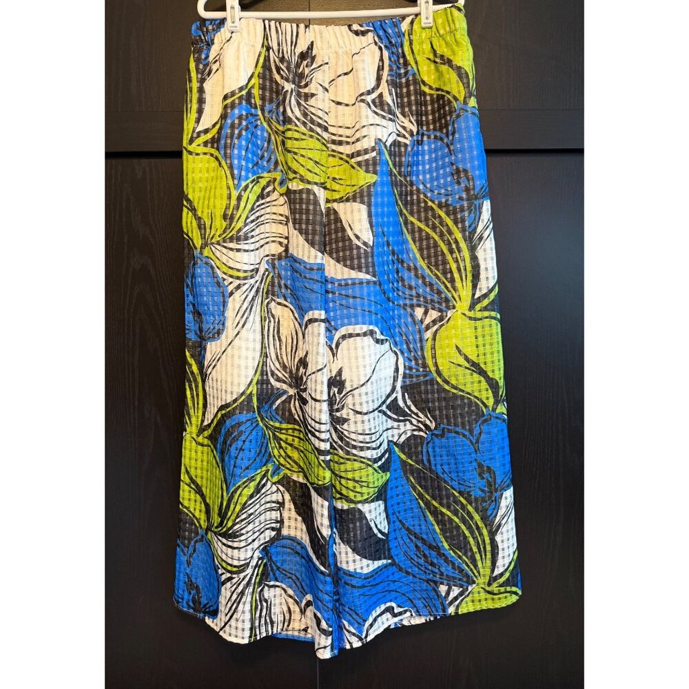 IC By Connie K Wide Leg Perforated Colorful Floral Pull On Pants XXL Dressy